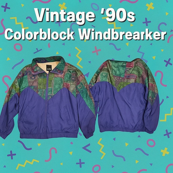 Rare 90s vintage colorblock windbreaker by Basic Gear™ - Picture 4 of 7